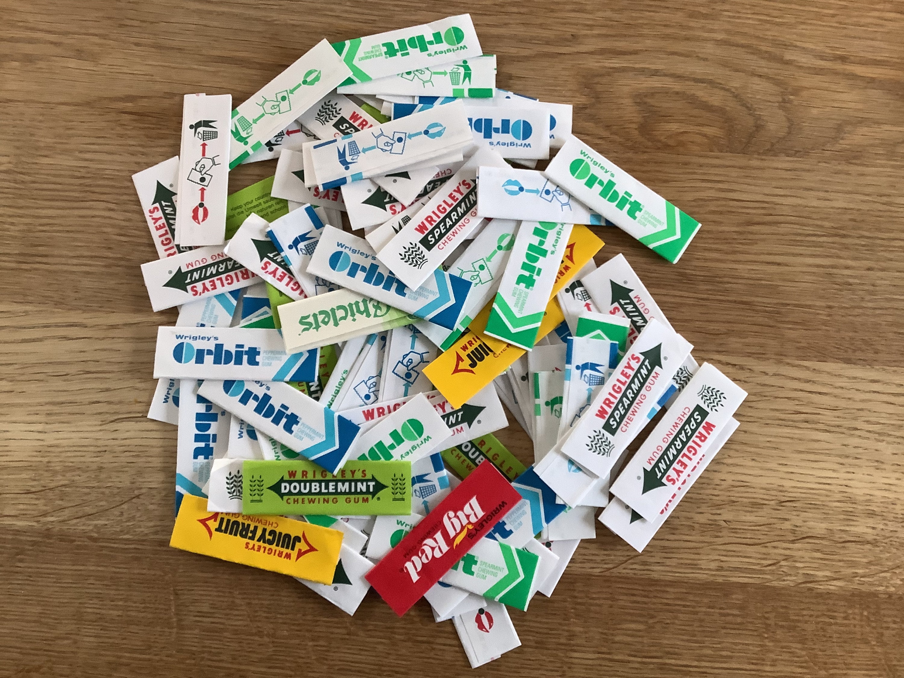 Chewing gum paper for collage, paper art, collecting, gum wrappers, scrapbooking
