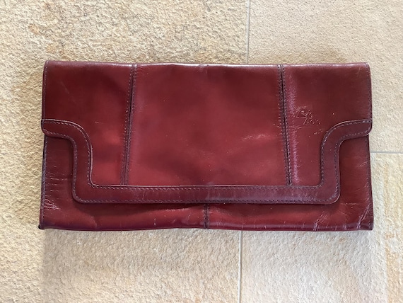 Vintage Leder Clutch - Rio Bag - Made in Brasil - rotbraun, burgund