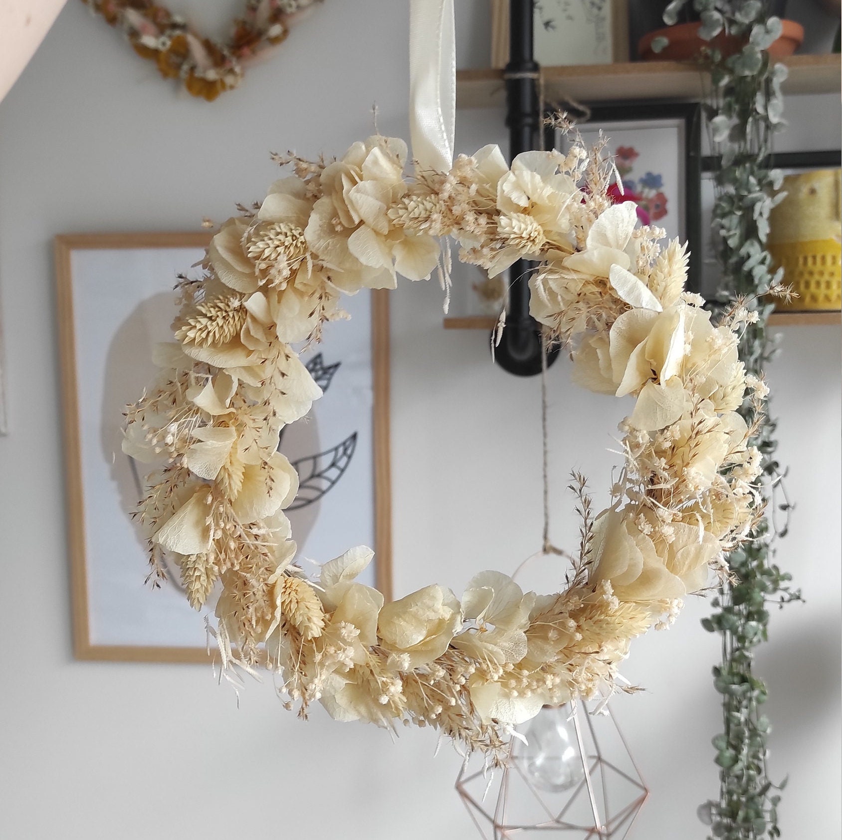 Couronne Murale de Fleurs Séchées
