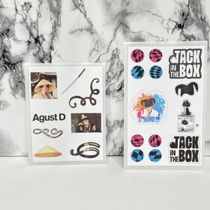 Feuille d'autocollants BTS j Hope Jack in the box / Feuille d'autocollants bts August d Suga / J Hope Jack in the box autocollants découpés / autocollants en vinyle imprimables