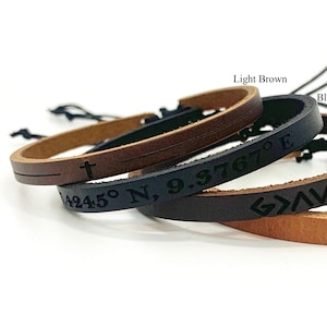 Minimal Adjustable Leather Bracelet - Unisex Custom Leather Band - Anniversary Couple Gifts for Boyfriend/Girlfriend