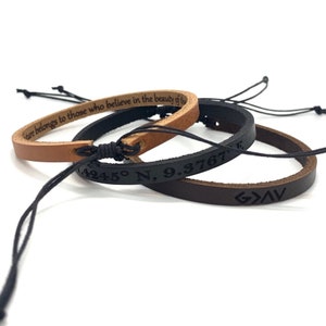 Minimalist Leather Bracelet Personalized Bracelet For Husband Boyfriend Adjustable Custom Bracelet for Son Unisex Bracelet Engraved Gift