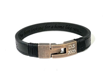 Pulsera de cuero personalizada con código Morse, regalo de aniversario grabado