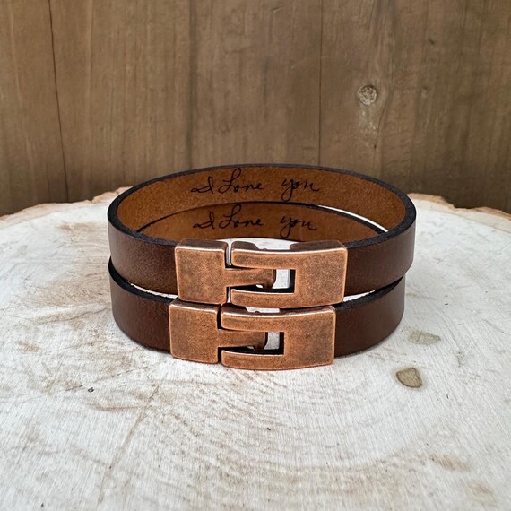 Secret Message With Actual Handwriting Leather Bracelet Christmas