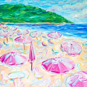 16x20 “Umbrellas” Original Painting, canvas paintings, beach artwork, beach umbrella art, ocean paintings, colorful artwork, beach house art