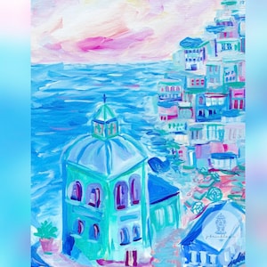 Positano 9x12 Original Artwork Unframed, Coastal Painting, Amalfi Coast Painting, Ocean Painting, Beach Painting, Italy Original Artwork