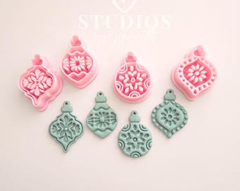 SylhouetteStudios Floral Imprint Christmas Ornament Clay Cutters for Jewelry Making