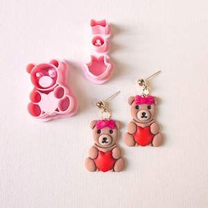 TEDDY BEAR & HEART Valentines Day Polymer Clay Cutter Set For Jewelry Making | Animal Cutters | Cute Cutters | Whimsical Cutters