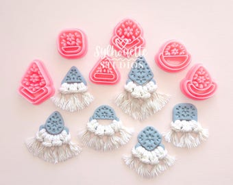 Apprêts en macramé de style bohème en relief, emporte-pièces en pâte polymère de base pour la fabrication de bijoux à monter soi-même