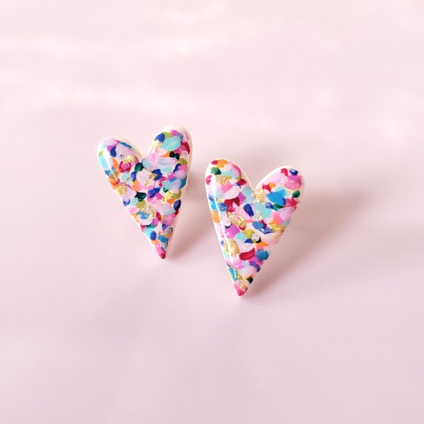Valentine's Day Hand Painted Heart Earrings