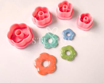 Puffy Flower Donut Polymer Clay Cutter: Floral Spring Charms