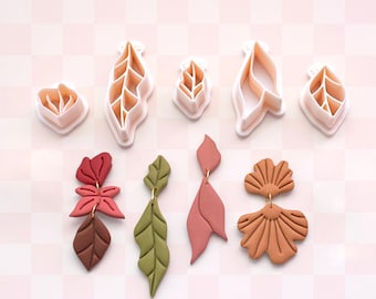 Lot d'emporte-pièces en pâte polymère The Falling Leaves : outils de fabrication de boucles d'oreilles pendantes d'automne et d'automne