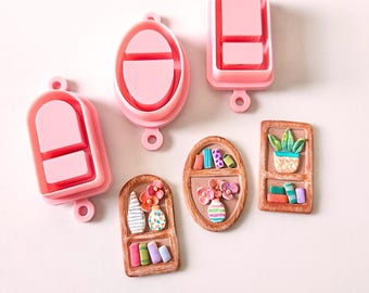 Bookshelf Polymer Clay Cutters: Books, Plants, Vases Earring Making Shapes
