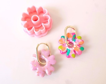 Floral Polymer Clay Cutter: Donut Flower Charm, Spring Craft (25 mm)