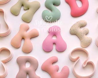 Large Bubble Alphabet Clay Cutters: 26 Letter Polymer Clay Cutter Set