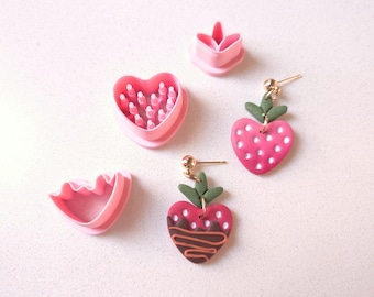 Chocolate Strawberry Heart Clay Cutters: Valentine's Day PLA Cutter Set