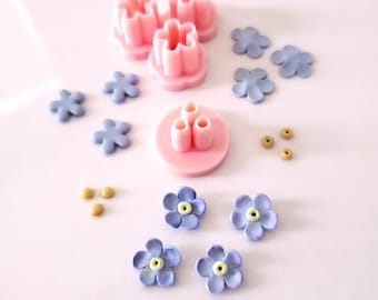 Forget Me Not Flower Clay Cutter Set: Polymer Clay Floral Cutters
