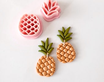 Pineapple Polymer Clay Cutter Set: Fruit & Leaf Cutters