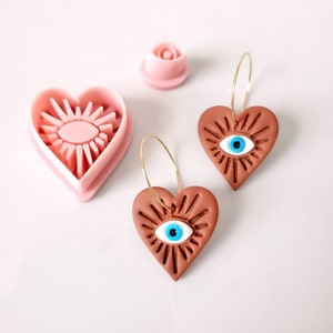 Evil Eye Heart Cutter Set: Polymer Clay Earring Cutters