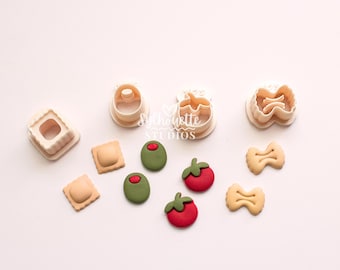 Emporte-pièces en pâte polymère sur le thème de l'été italien pour boucles d'oreilles et bijoux DIY Ravioli, pâtes, noeud papillon