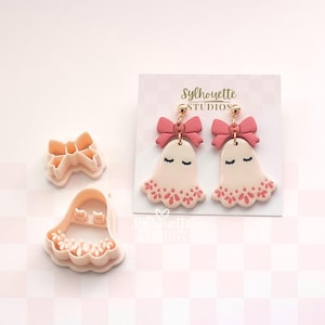 Lace Trim Ghost & Bow Polymer Clay Cutters: Halloween Earring DIY