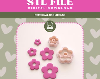 Fichiers STL pour découpe de pâte polymère : Fleurs à cinq pétales découpées pour la création de bijoux DIY