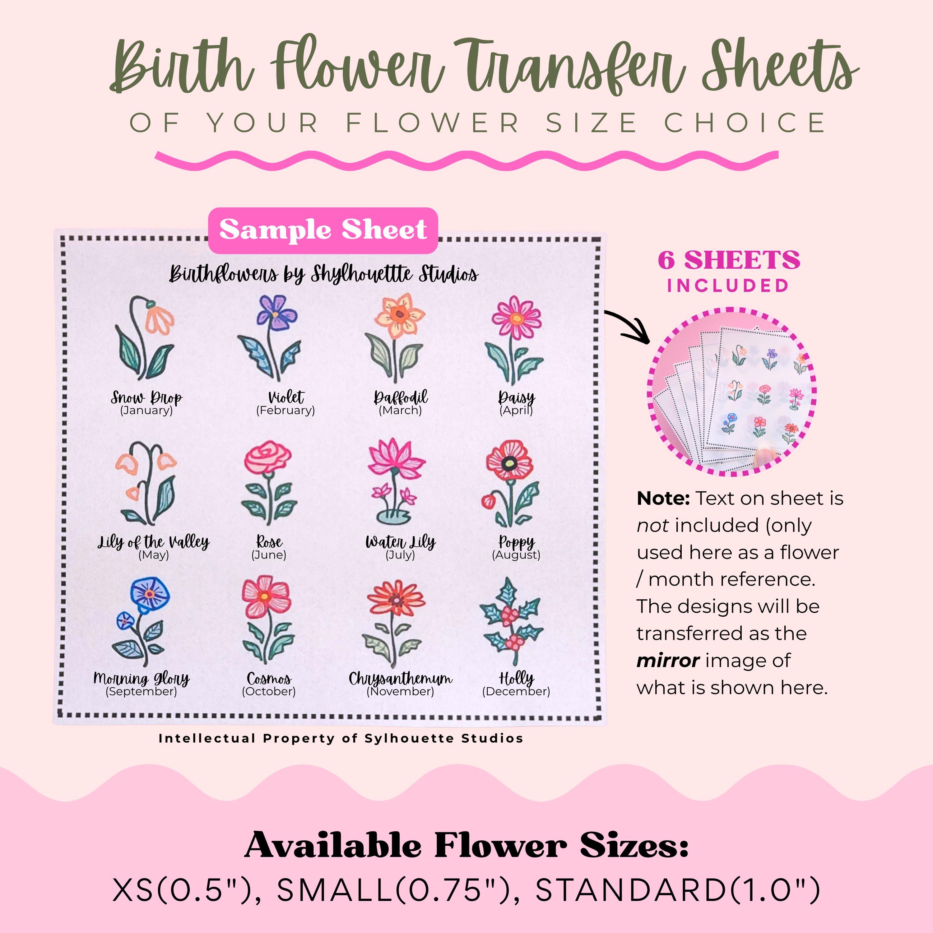 Colorful Birth Flowers Transfer Sheets for Polymer Clay Jewelry ...