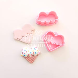 Heart Ice Cream Cone Polymer Clay Cutter Set: Valentine's Day Earring Cutters
