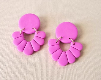 Hot Pink Statement Earrings | Spring Earrings | Bright Colorful Earrings | Fun Earrings | Neon Pink Earrings | Polymer Clay Earrings
