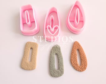 Mirrored Organic Polymer Clay Cutters: Boho Geometric Earring Shapes