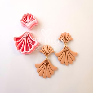SCALLOPED NARROW FAN Clay Cutter Set | Art Deco Cutters | Seashell Summer Boho | Earring Cutters | Geometric | Fall | Autumn