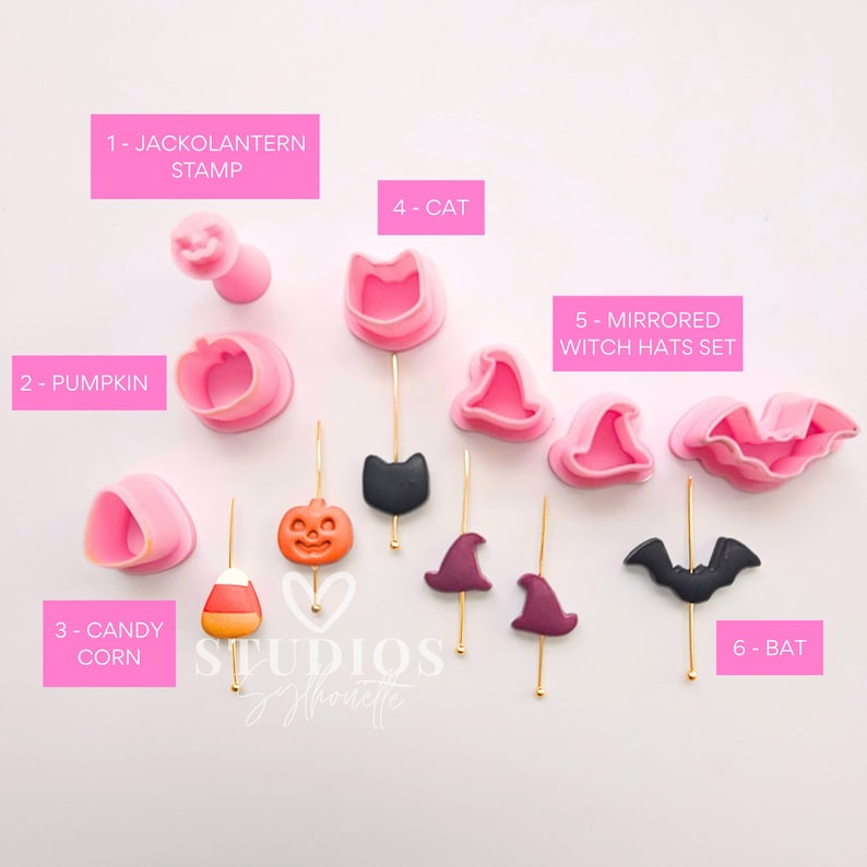 Halloween Polymer Clay Bead Cutters: Spooky Charms - Ghost, Skull, Bat ...