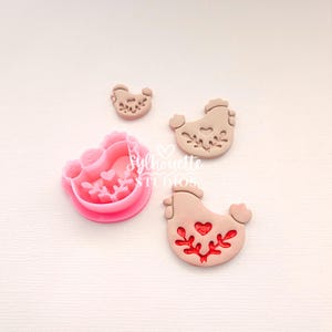 Puffy Hen / Chicken - Birds Folk Style Embossed Clay Cutters