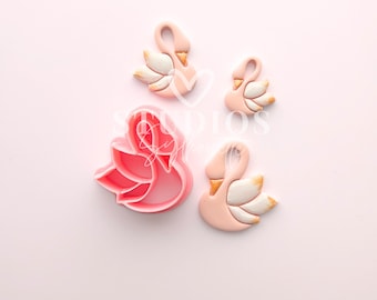Charm Style Swans Polymer Clay Cutters: Valentine's Day Hearts, Animal Bird Theme