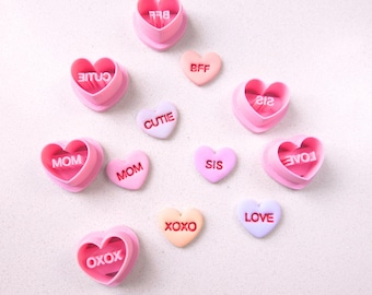 Conversation Hearts Polymer Clay Cutters: Valentine's Day Edition