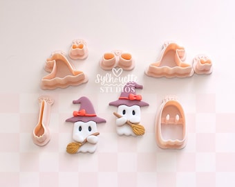 Emporte-pièces fantômes en forme de chapeau de sorcière pour pâte polymère : Boucles d’oreilles d’Halloween à faire soi-même