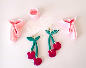 Cherry Polymer Clay Cutter Set: Cascading Stem Design