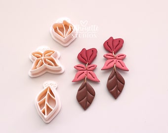 Trio d'emporte-pièces en pâte polymère Organic Leaves : motif feuilles d'automne