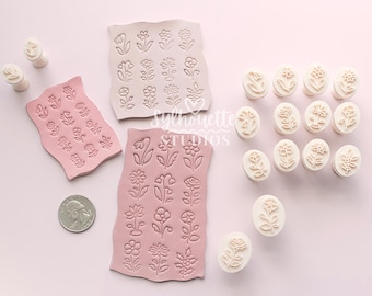 Ensemble de tampons de fleurs de naissance pour pâte polymère, outils de gaufrage pour poterie