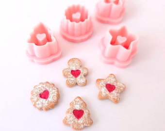 Christmas Cookie Polymer Clay Cutters: Tiny Holiday Stud Earrings Set