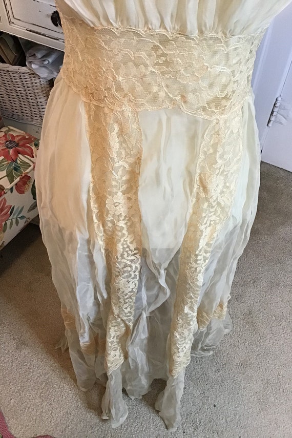 Vintage Cream-colored Silk Chiffon Gown - image 4