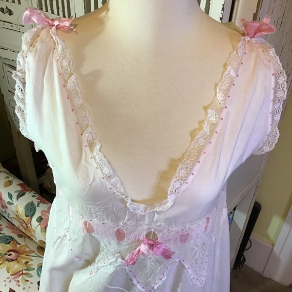 Vintage White Cotton Lace Nightgown - image 10