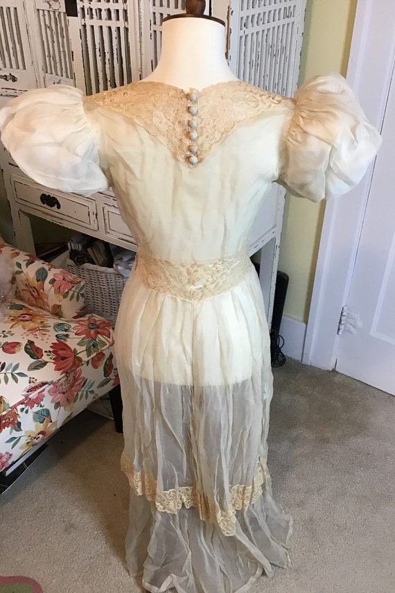 Vintage Cream-colored Silk Chiffon Gown - image 2