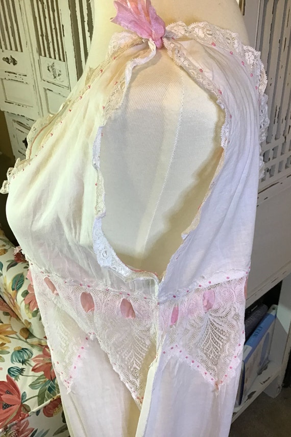 Vintage White Cotton Lace Nightgown - image 4