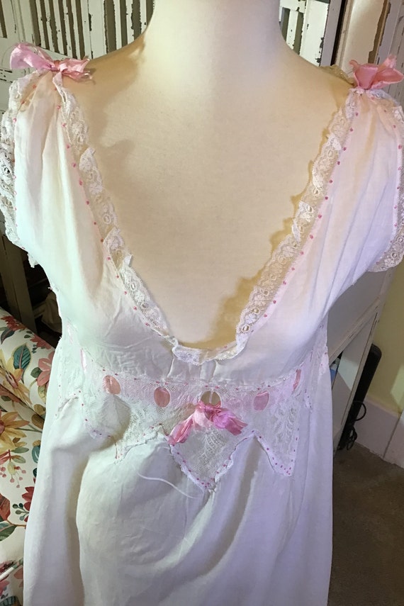 Vintage White Cotton Lace Nightgown - image 2