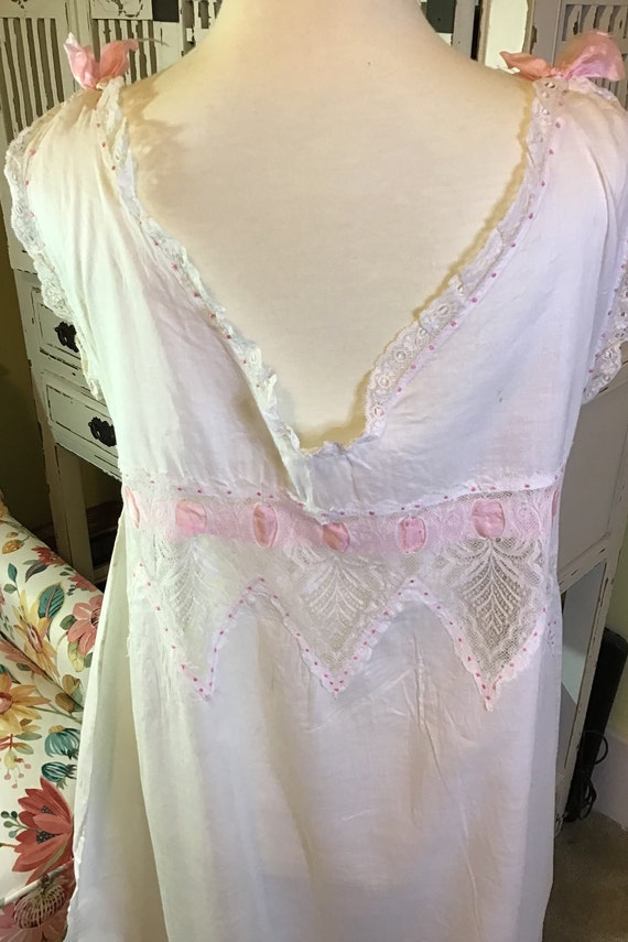 Vintage White Cotton Lace Nightgown - image 5