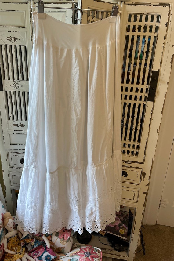 Vintage Petticoat, Vintage Skirt, White Cotton Pe… - image 2