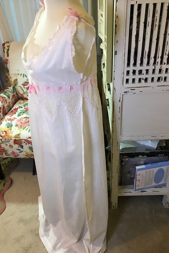 Vintage White Cotton Lace Nightgown - image 7