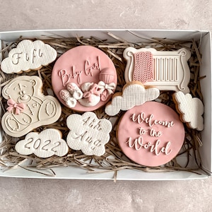 Biscuits personnalisés pour bébé fille | Bienvenue dans le monde des biscuits | Nouveau cadeau pour petite fille | Cadeau postal pour un nouveau-né | Cadeau pour les nouveaux parents