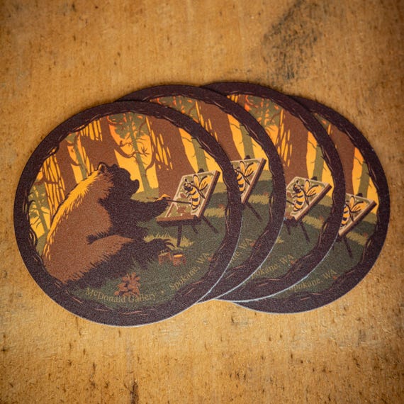 Plein Air Bear (set of 4) Beer Coasters